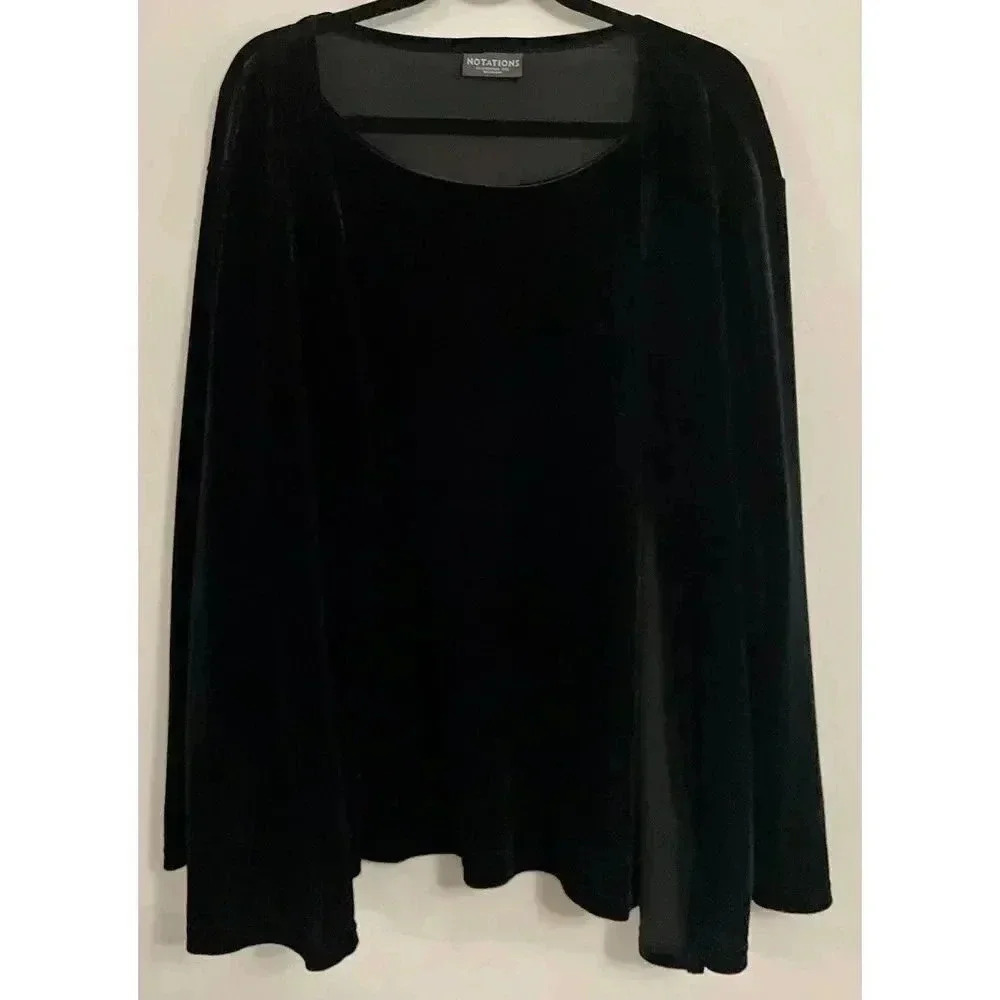 Notations Vintage Womens Blouse/Jacket (Shacket) & Pants Black Size 2XL Velour